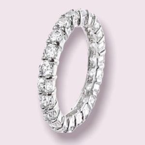 Round CZ Eternity Band Classic Ring - Size 8